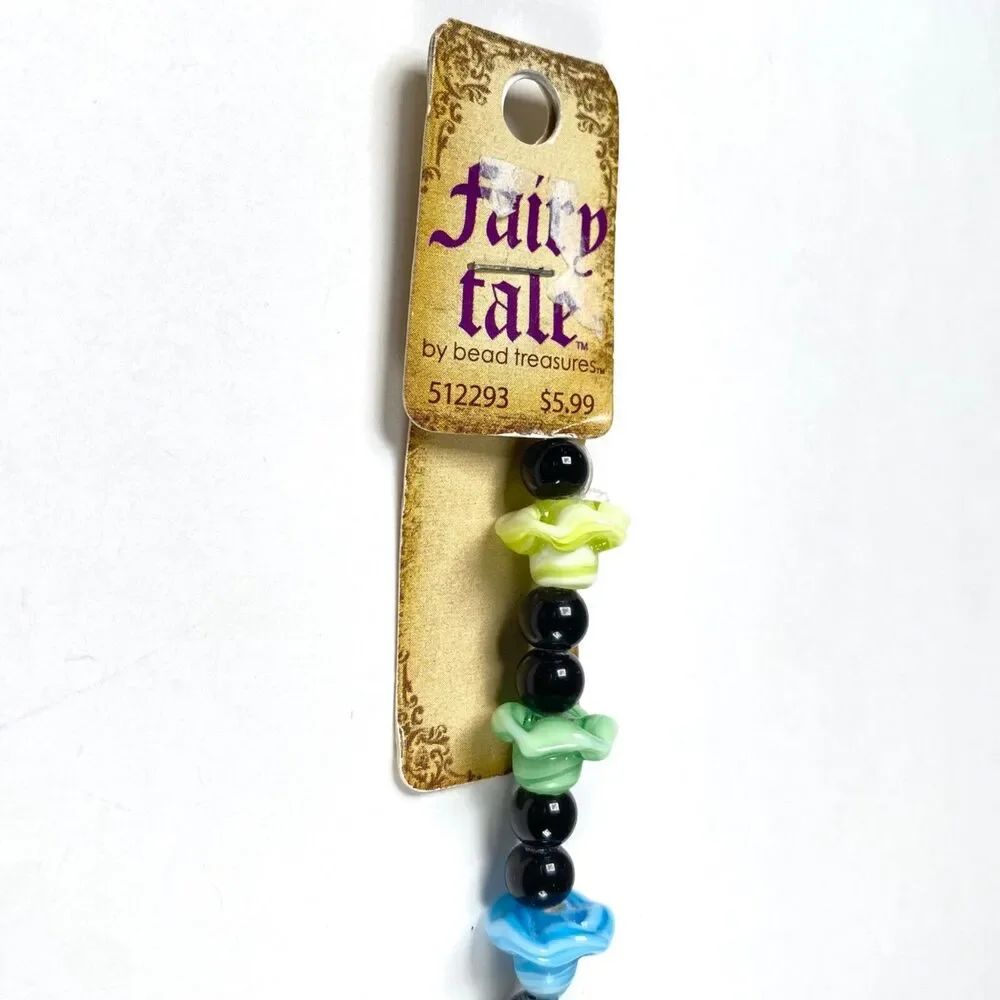Bead Treasures Art Glass Beads Flower Jewelry Blue Green Iridescent Metallic Mix